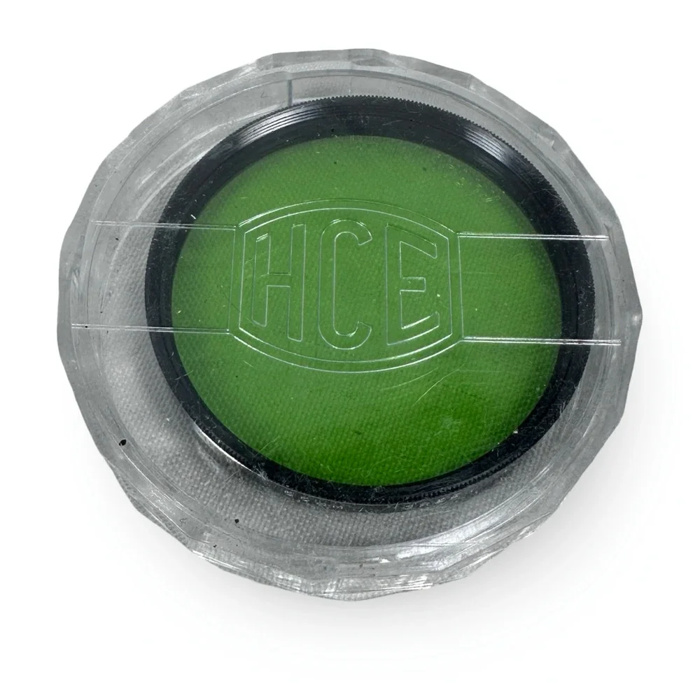 Vintage HCE 55mm Green 1 Camera Lens Filter Threaded Circular w/ Case Made Japan